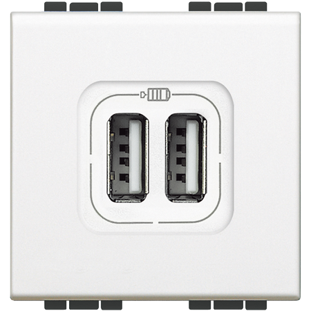 Разъем для зарядки Bticino Living Light белый 2хUSB N4285C2