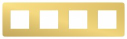 Рамка Schneider Electric Unica Studio Metal Золото / Бежевый 4 поста NU280860