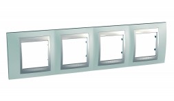 Рамка Schneider Electric Unica Top Флюорит / Алюминий 4 поста MGU66.008.094