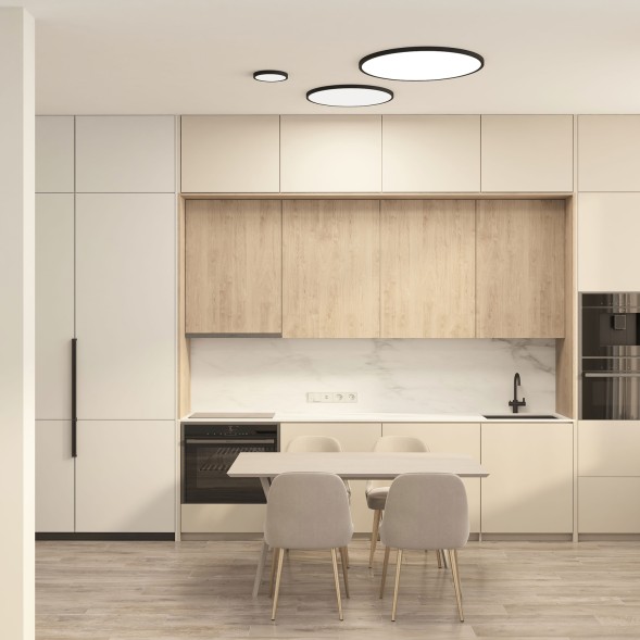 DK6524-BK Накладной светильник THIN, IP40, 50W, 3000K/4000K/6500K, переключатель цветовой температуры на корпусе, черный, полимер