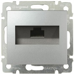 Розетка компьютерная Legrand Valena Алюминий (RJ45) 1-ая 5кат.крепление винт.с лапками 770230