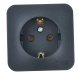 Наружная розетка Schneider Electric с заземлением, без шторок, 16А, 250В Антрацит Blanca BLNRA010116