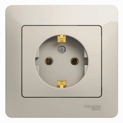 Розетка с заземлением,16А, 250В, в сборе Schneider Electric Glossa Молочный GSL000942