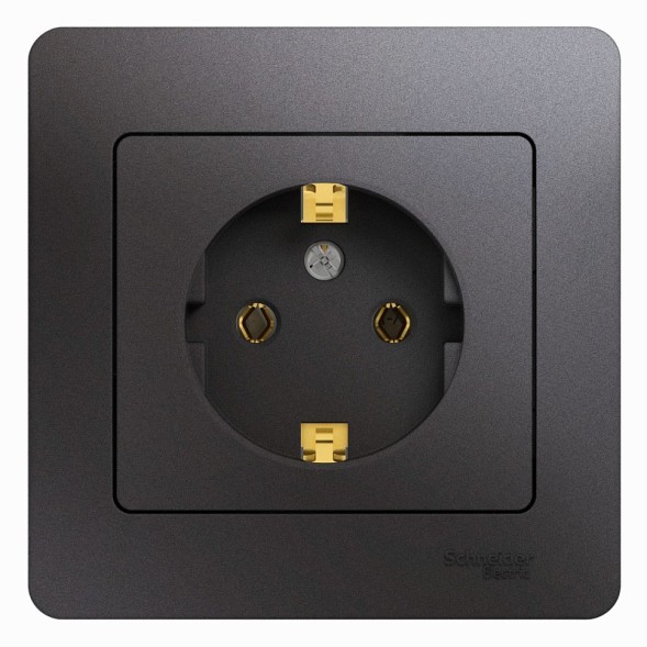 Розетка с заземлением,16А, 250В, в сборе Schneider Electric Glossa Графит GSL001342