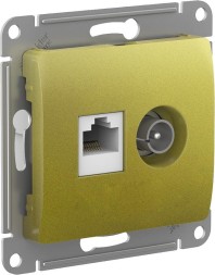 Розетка двойная ТВ + компьютерная RJ45, кат. 5Е, механизм Schneider Electric Glossa Фисташковый GSL001089