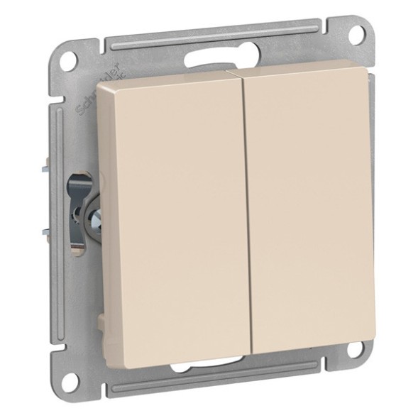 ATN000217 Atlasdesign Нажимная 2-клавишная кнопка, сх.5, 10АХ, механизм, БЕЖЕВЫЙ Schneider Electric