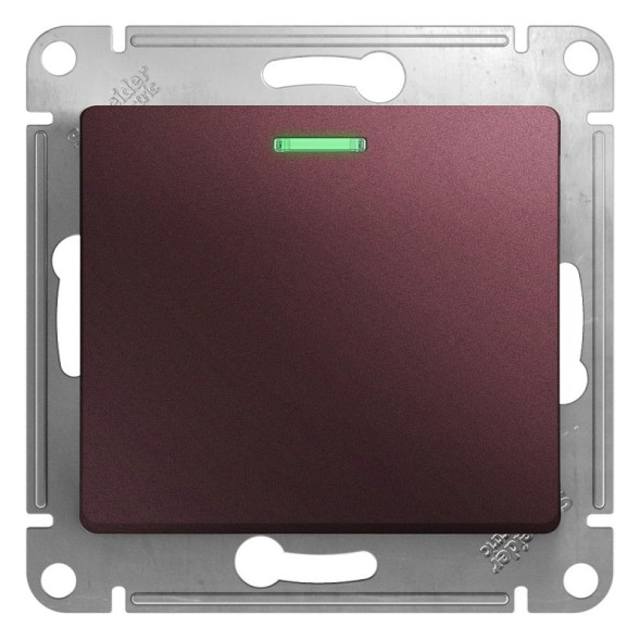 1-клавишный Выключатель с подсветкой,сх.1а,10AX, механизм Schneider Electric Glossa Баклажановый GSL001113