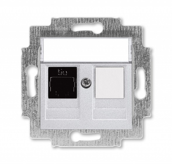 Розетка телефонная ABB Levit серебро RJ45 категория 5e и заглушка 2CHH295117A6070 5014H-A51017 70W