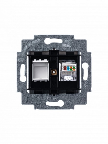 Розетка телефонная ABB Levit серебро RJ45 категория 5e и заглушка 2CHH295117A6070 5014H-A51017 70W