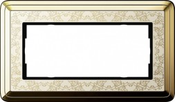 Рамка Gira Classix Art Латунь / Кремовый без перегородки 2-постовая 1002673