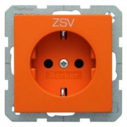 Штепсельная розетка Berker Q.1 SCHUKO с оттиском оранжевый бархат с надписью &quot;ZSV&quot; 47436007