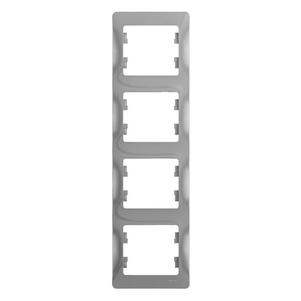 Рамка Schneider Electric Glossa Алюминий 4 поста вертикальная GSL000308