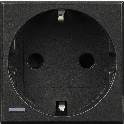 Розетка Bticino Axolute Антрацит 2К+З, 10/16 А 250 В с боковыми заземляющими контактами Schuko, с экранированными контактами, клеммы с автоматическим зажимом HS4141W