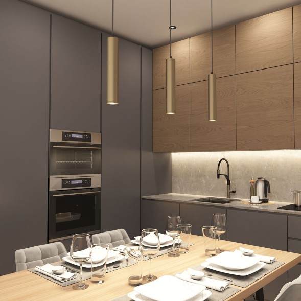 DK4050-BG Подвесной светильник, IP 20, 15 Вт, GU10, матовое золото с черным, алюминий