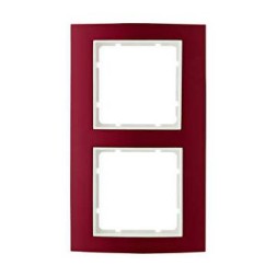 Рамка Berker B.3 Красный / Полярная белизна 2 поста вертикальная 10123022