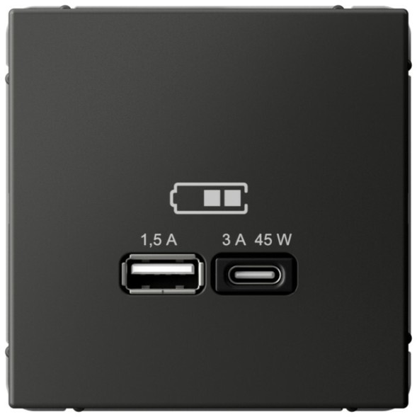 Зарядное устройство USB-A + USB-C, 45Вт (Базальт) Schneider Electric Systeme Art Gallery GAL001429