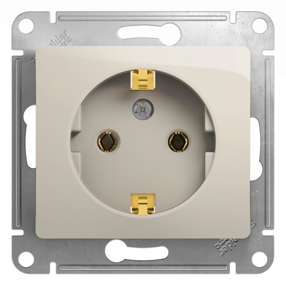Розетка с заземлением,16А, 250В, механизм Schneider Electric Glossa Молочный GSL000943