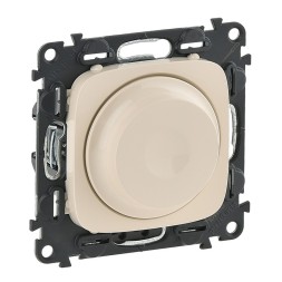 Светорегулятор Legrand Valena ALLURE Слоновая кость с поворотной ручкой универсальный 300Вт без нейтрали. С лицевой панелью 752860