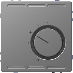 Терморегулятор Merten D-Life нержавеющая сталь с центр. пл. с перекл. конт.24В, MTN5763-6036