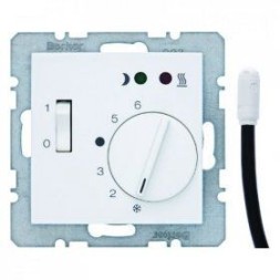 Регулятор температуры помещения Berker B.7 полярная белизна, с блеском пола с замыкающим контактом, с центральной панелью и светодиодом 20348989