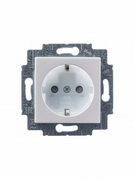 Розетка ABB Levit жемчуг / ледяной с заземлением со шторками 16А 2CHH203457A6068 5520H-A03457 68W