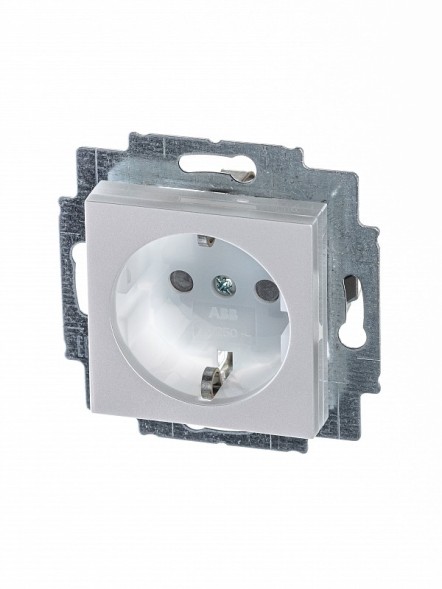 Розетка ABB Levit жемчуг / ледяной с заземлением со шторками 16А 2CHH203457A6068 5520H-A03457 68W