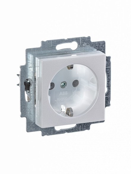 Розетка ABB Levit жемчуг / ледяной с заземлением со шторками 16А 2CHH203457A6068 5520H-A03457 68W