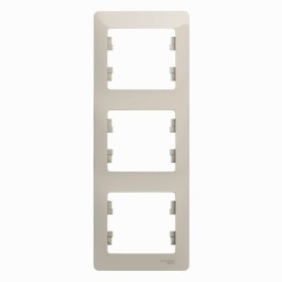 Рамка Schneider Electric Glossa Молочный 3 поста вертикальная GSL000907