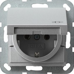 445426 Розетка с крышкой 2K+З; 16А; 250В~ серый матовый Gira