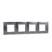 Рамка Schneider Electric Unica Top Хром матовый / Алюминий 4 поста MGU66.008.038