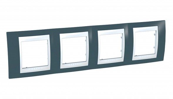 Рамка Schneider Electric Unica Хамелеон серо-зеленый / Белый 4 поста MGU6.008.877