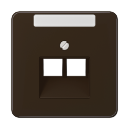 Накладка Jung CD серия коричневая 2-ой наклонной ТЛФ/комп розетки с полем для надписи CD569-2NAUABR