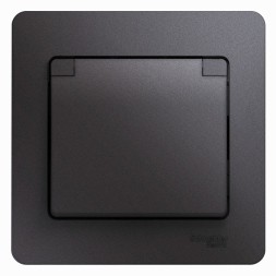 Розетка с зазем. со шторками с крышкой,IP20,16А, 250В, в сборе Schneider Electric Glossa Графит GSL001346