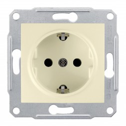 Розетка Schneider Electric Sedna бежевый с\з б\ш SDN3000547
