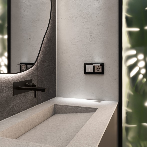 Розетка влагозащ. с зазем. с защит. крышкой и шторками N (серебряный матовый) Werkel W1171265