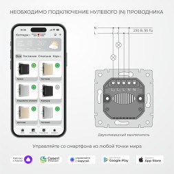 Умный сенсорный выключатель двухклавишный серебряный W4523006