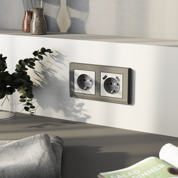 Розетка с заземлением (серебряный матовый) Werkel W1171065