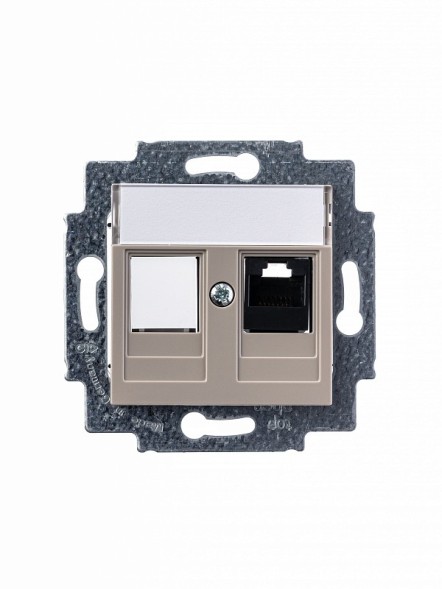 Розетка телефонная ABB Levit кофе макиато RJ45 категория 5e и заглушка 2CHH295117A6018 5014H-A51017 18W