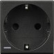 Розетка Bticino Axolute Антрацит 2К+З, 10/16 А 250 В с боковыми заземляющими контактами Schuko, с экранированными контактами HS4141