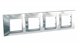 Рамка Schneider Electric Unica Top Хром / Алюминий 4 поста MGU66.008.010