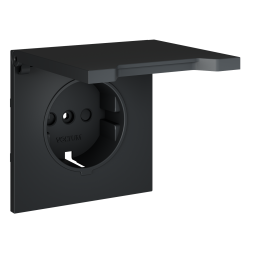 Накладка для розетки с заземлением, защитными шторками и крышкой, S70 (графит)