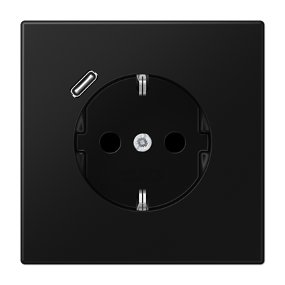 Розетка Jung LS серия матовый чёрный графит SCHUKO® с USB-интерфейсом с 1 USB-портом типа A LS1520-18CSWM