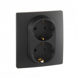 Розетка Legrand Etika антрацит 2 x 2К+З - немецкий стандарт - винтовые зажимы - 16 А - 250 В~ 672623