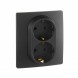 Розетка Legrand Etika антрацит 2 x 2К+З - немецкий стандарт - винтовые зажимы - 16 А - 250 В~ 672623