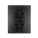 Розетка Legrand Etika антрацит 2 x 2К+З - немецкий стандарт - винтовые зажимы - 16 А - 250 В~ 672623
