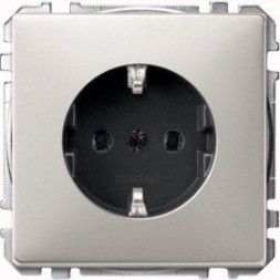 Механизм розетки Merten Artecс заземлением без шторок сталь MTN2301-4146