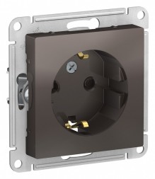 Розетка Schneider Electric Atlasdesign Мокко с заземлением со шторками, 16А, механизм ATN000645