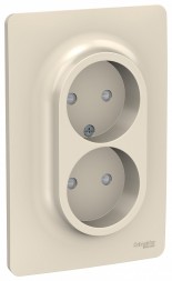 Розетка Schneider Electric Unica Studio Бежевый двойная, со шторками, без заземления, винтовой зажим NU206344