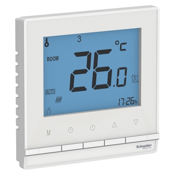ТЕРМОСТАТ Schneider Electric Atlasdesign Белый электронный теплого пола с датчиком,от+5до+35°C,16A,в сборке ATN000138