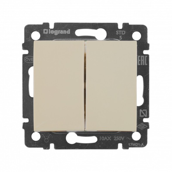 Выключатель Legrand Valena 2-клавишный 774305